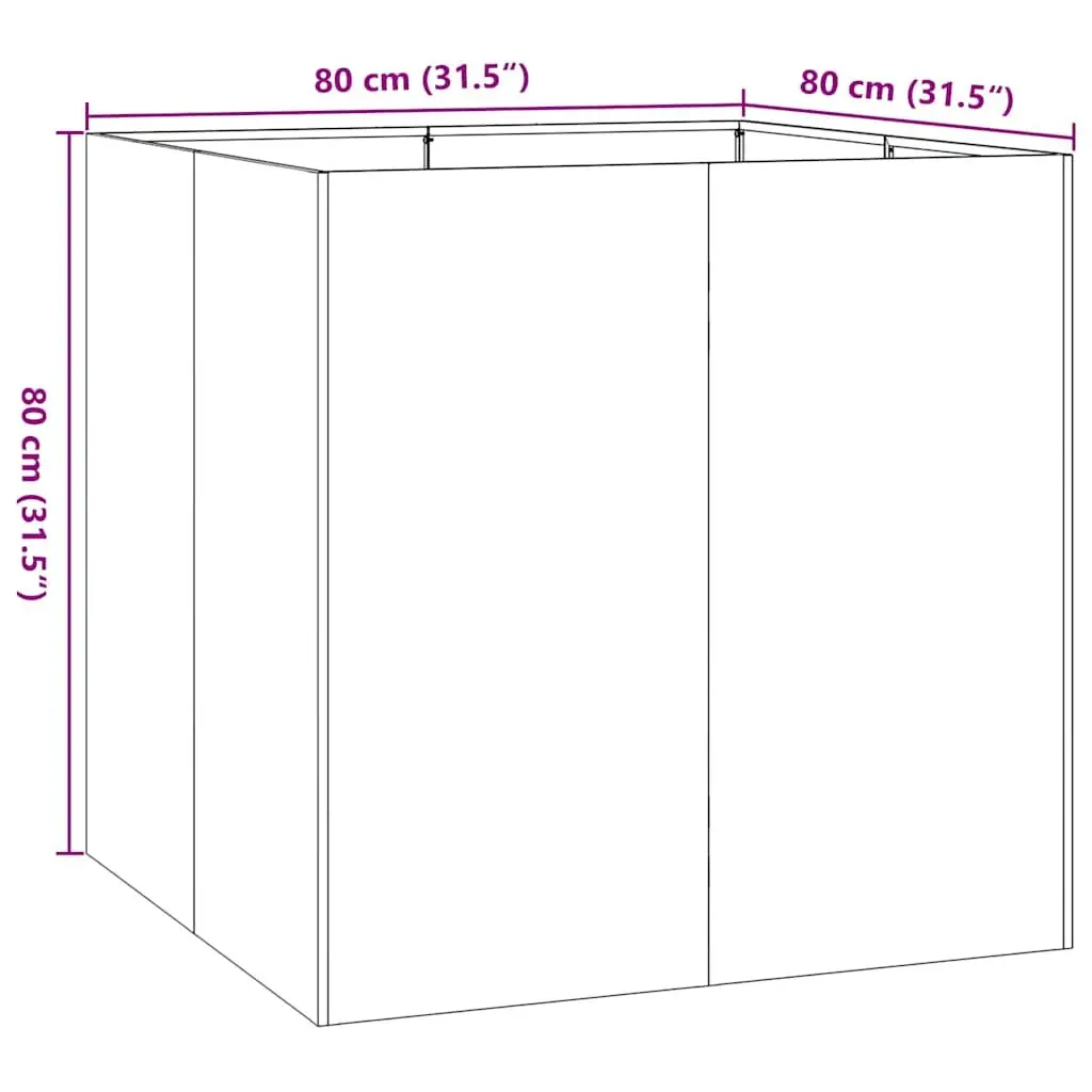 Steel Planter Box Outdoor Garden 80x80x80cm Black Raised Bed