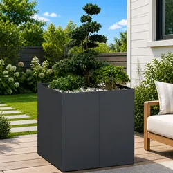 80x80x80 cm Steel Raised Garden Bed in Anthracite