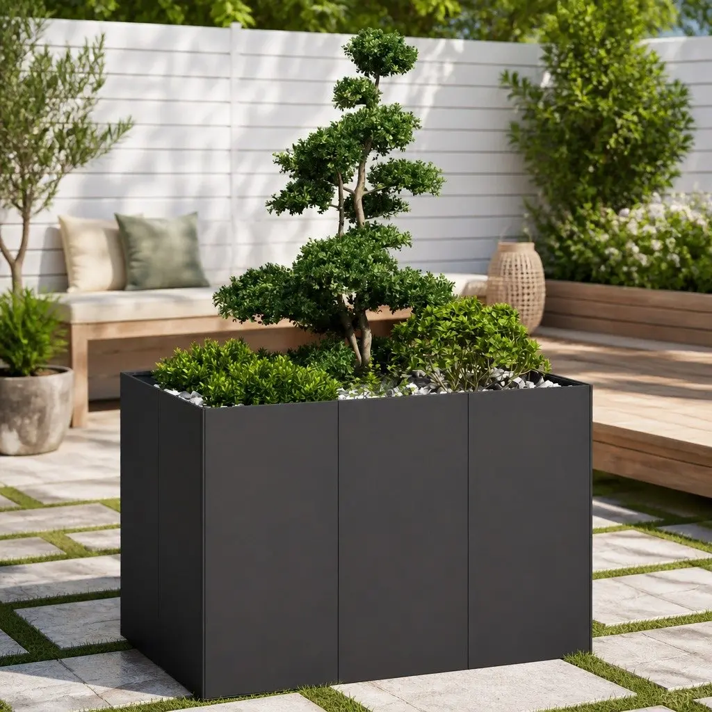 Steel Planter Box Outdoor Garden 120x80x80cm Black