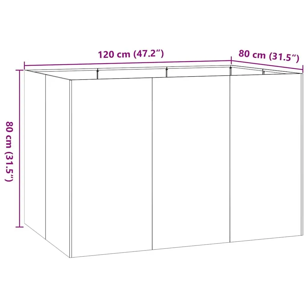 Steel Planter Box Outdoor Garden 120x80x80cm Black