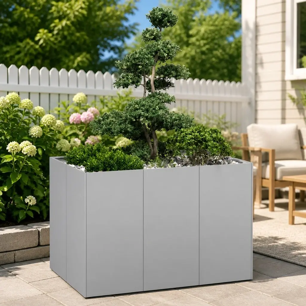 Galvanised Steel Planter Raised Garden Bed Outdoor 120x80x80 cm