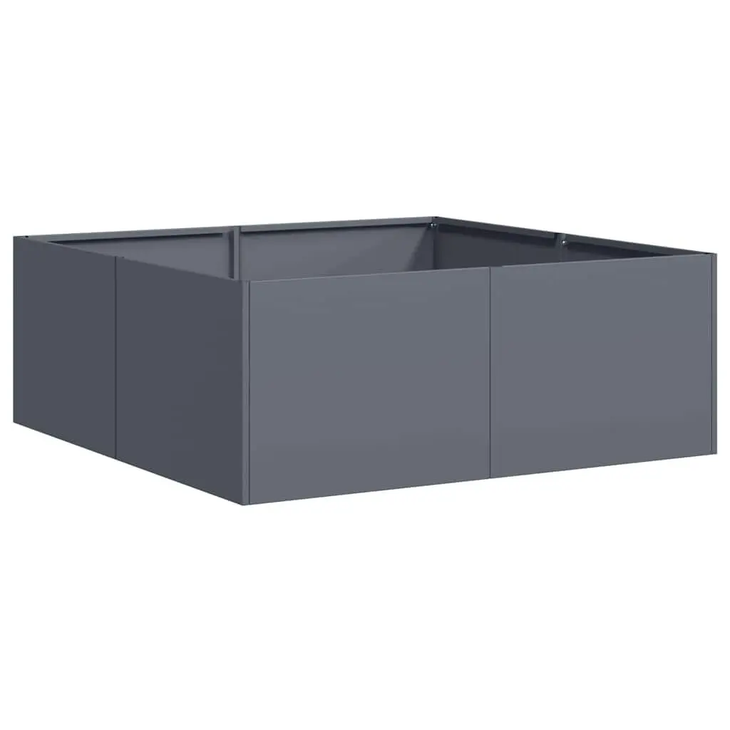 Planter Raised Bed Anthracite Steel Garden Outdoor 80x80x30cm