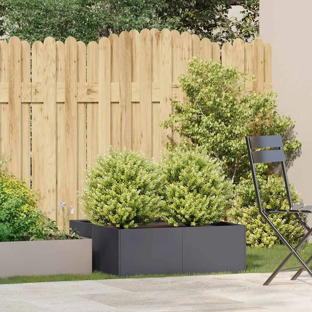 Planter Raised Bed Anthracite Steel Garden Outdoor 80x80x30cm