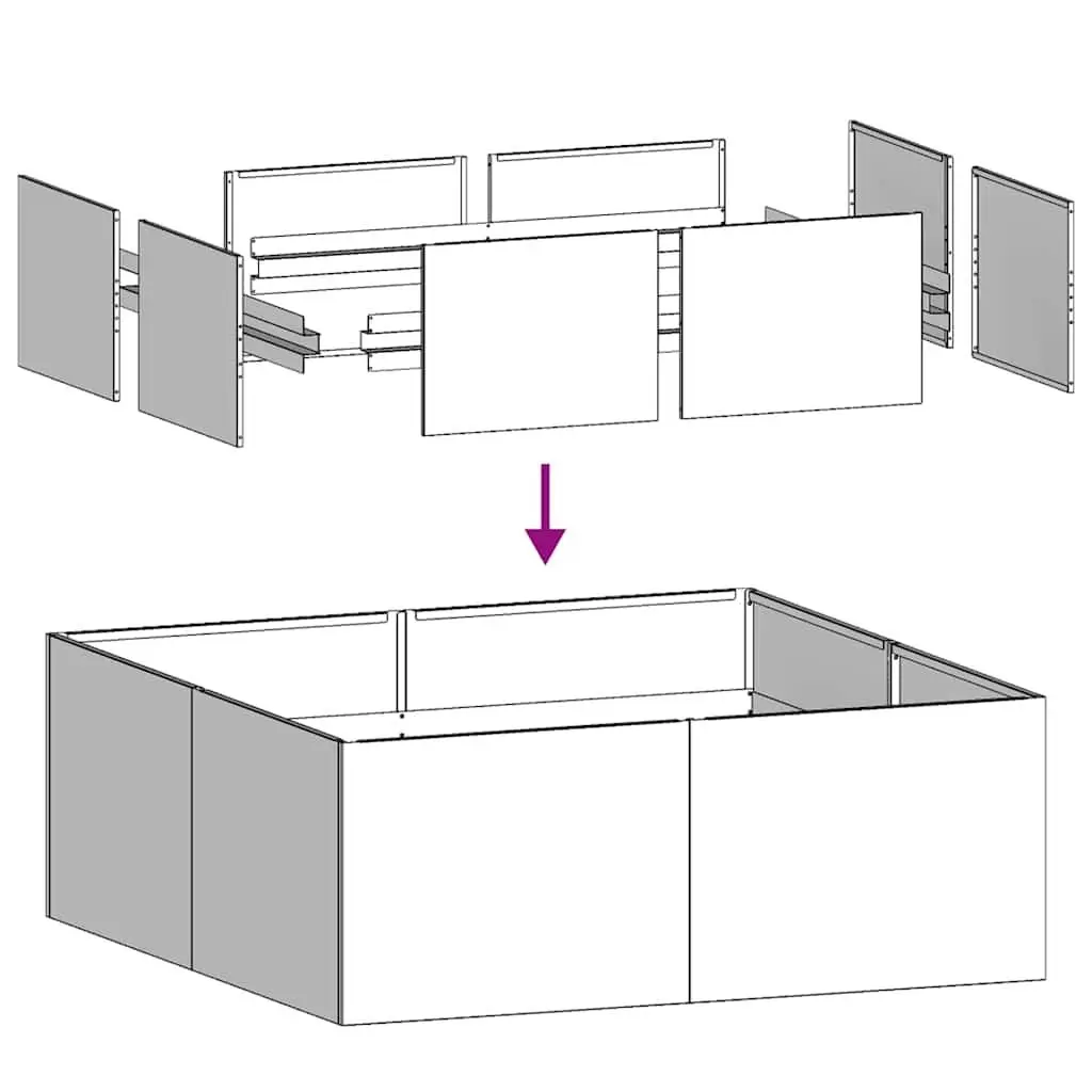 Planter Raised Bed Anthracite Steel Garden Outdoor 80x80x30cm