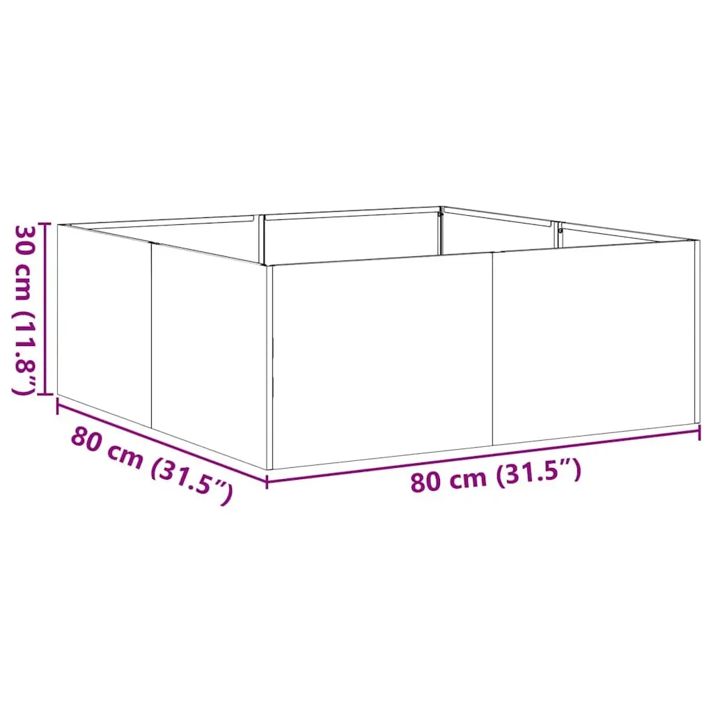 Planter Raised Bed Anthracite Steel Garden Outdoor 80x80x30cm