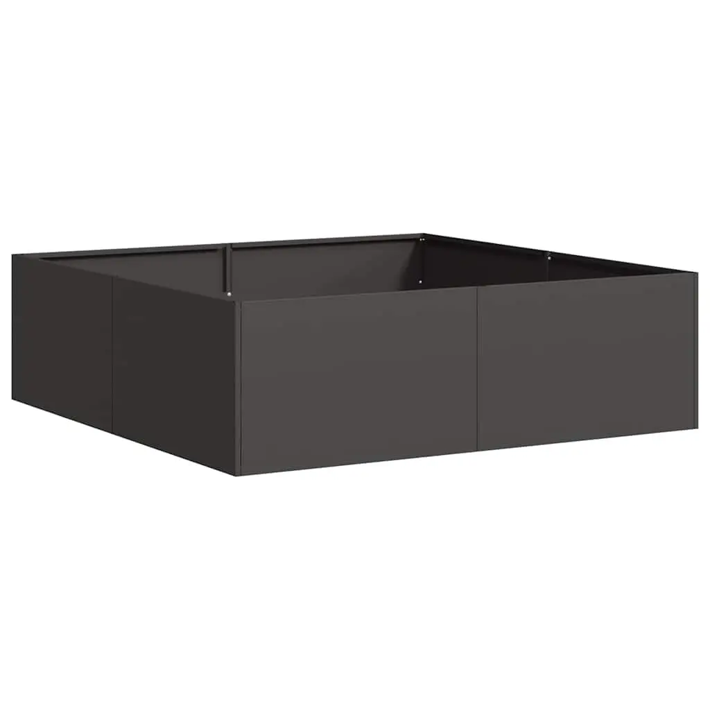 Black Steel Planter Box 100x100x30 cm