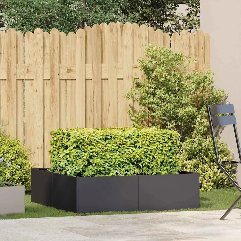 Black Steel Planter Box 100x100x30 cm
