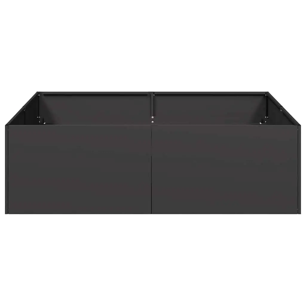 Black Steel Planter Box 100x100x30 cm