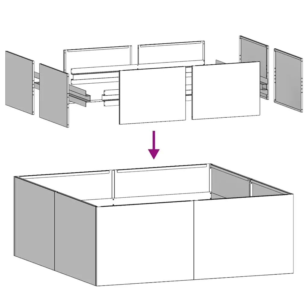 Black Steel Planter Box 100x100x30 cm