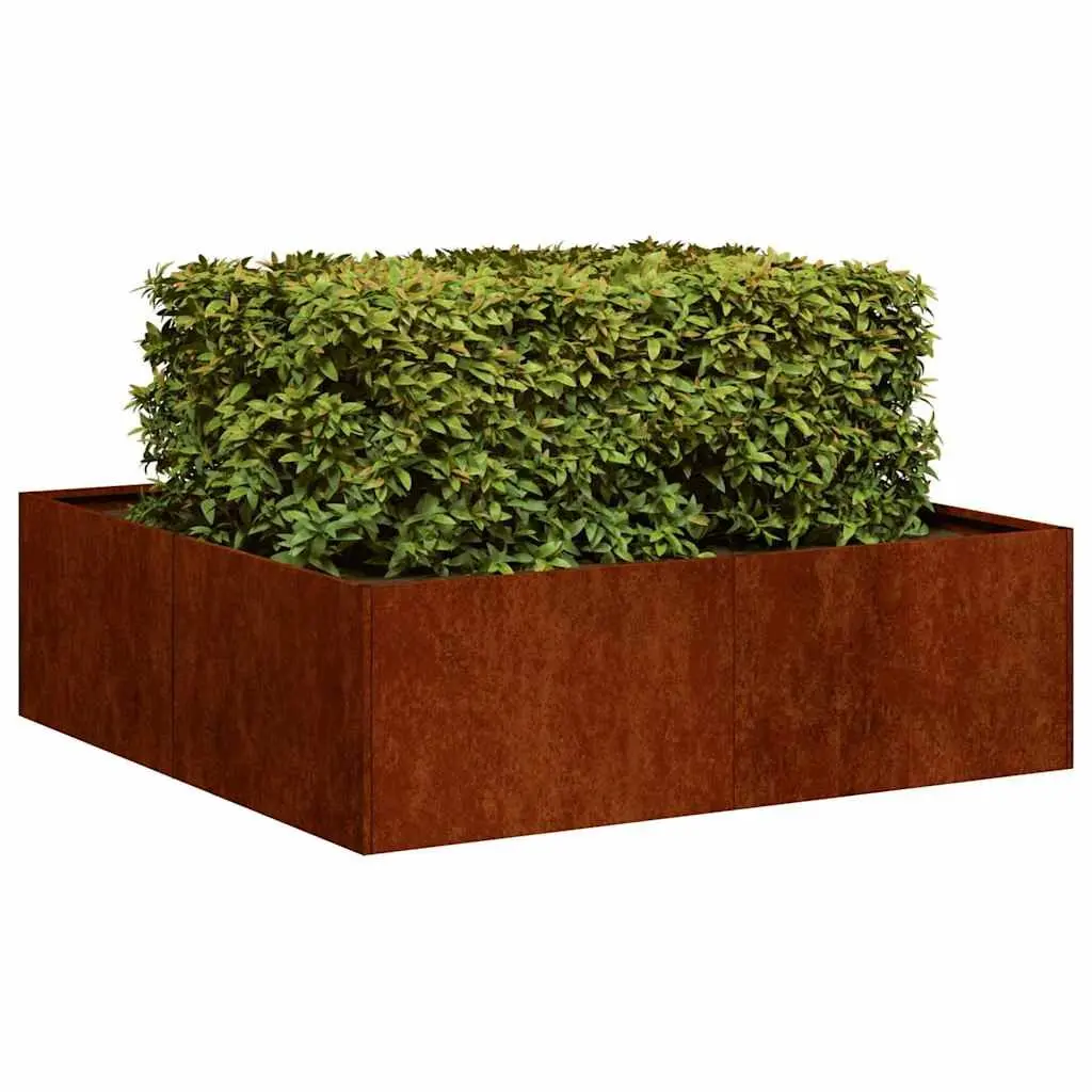 Raised Garden Planter Box Outdoor 100x100x30cm Weathering Steel Flower Bed