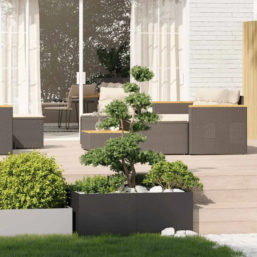 Steel Planter Box Outdoor Garden 100 x 100 x 40 cm Black Raised Bed for Flowers Vegetables Herbs