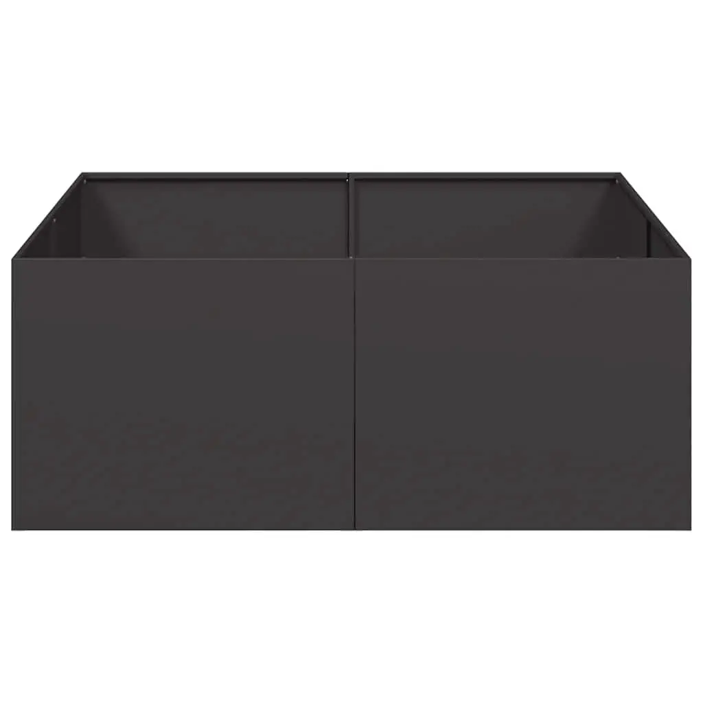 Steel Planter Box Outdoor Garden 100 x 100 x 40 cm Black Raised Bed for Flowers Vegetables Herbs