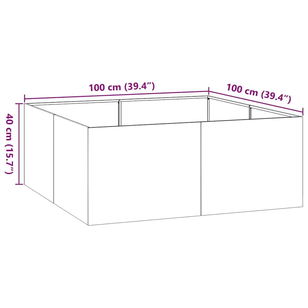 Steel Raised Garden Planter Box Outdoor 100x100x40 cm