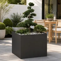 Black Raised Garden Bed 100x100x80 cm Made of Steel