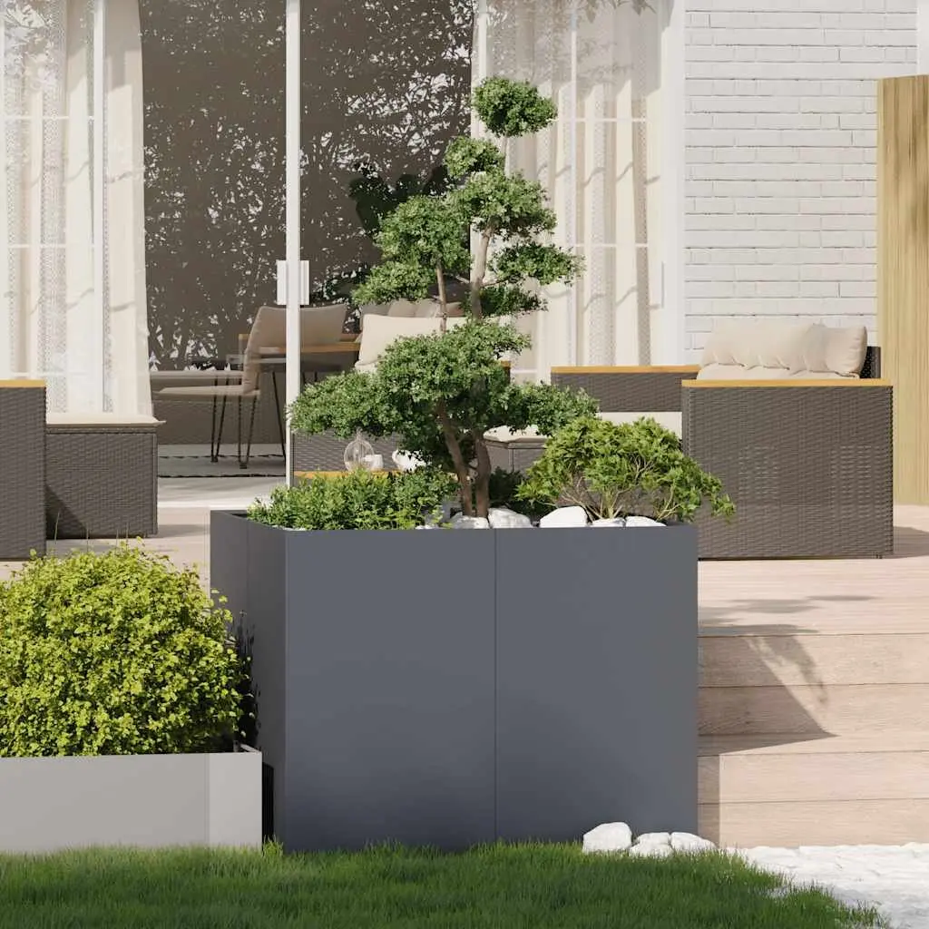 Steel Raised Planter Box for Garden Outdoor Use 100L x 100W x 80H cm Anthracite