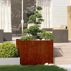 Weathering Steel Raised Planter - 100x100x80 cm