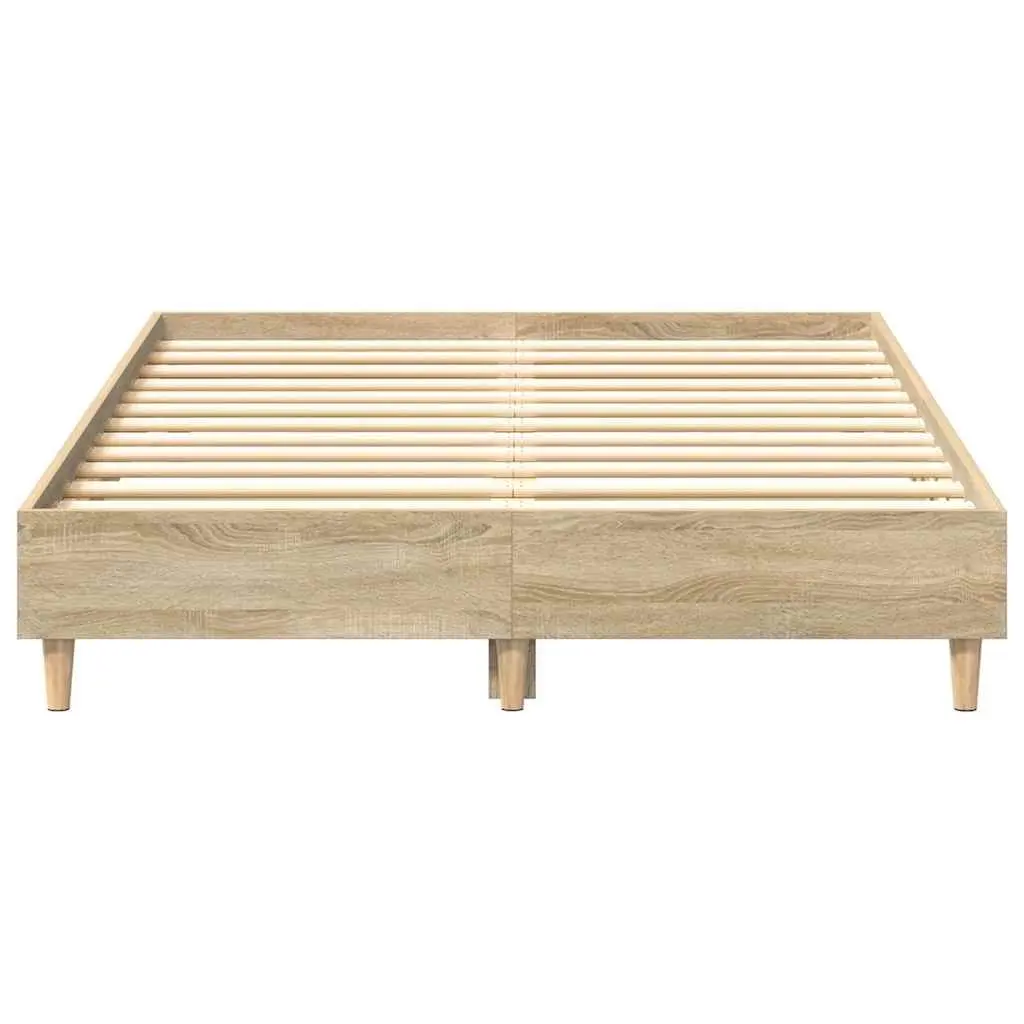 135x190 cm Brown Bed Frame with Slatted Base
