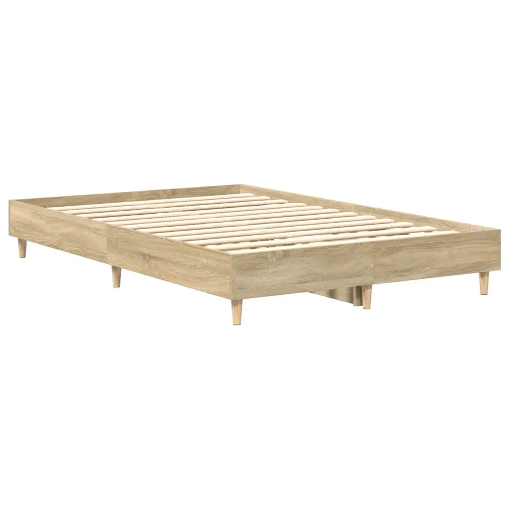 135x190 cm Brown Bed Frame with Slatted Base