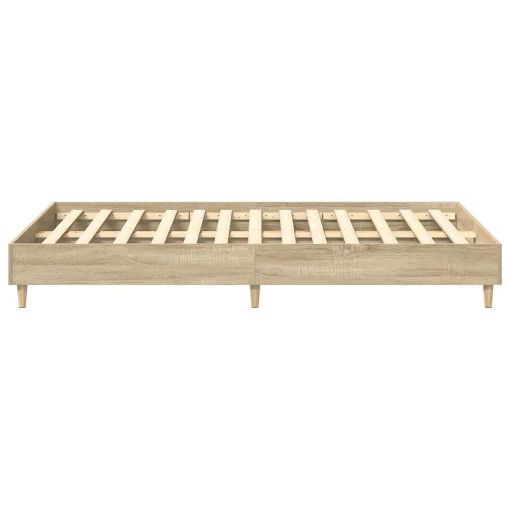 135x190 cm Brown Bed Frame with Slatted Base
