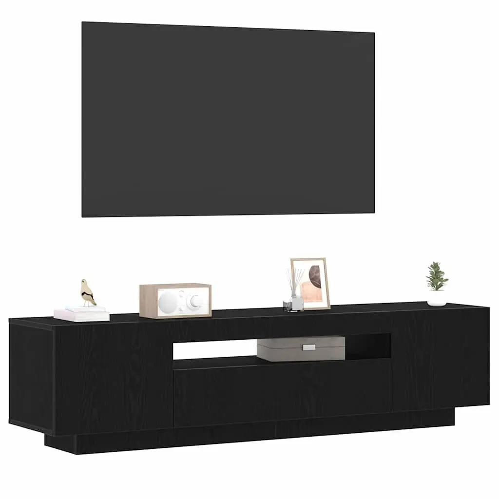 TV Cabinet Black Modern Living Room Storage Unit Engineered Wood 160x35x40cm