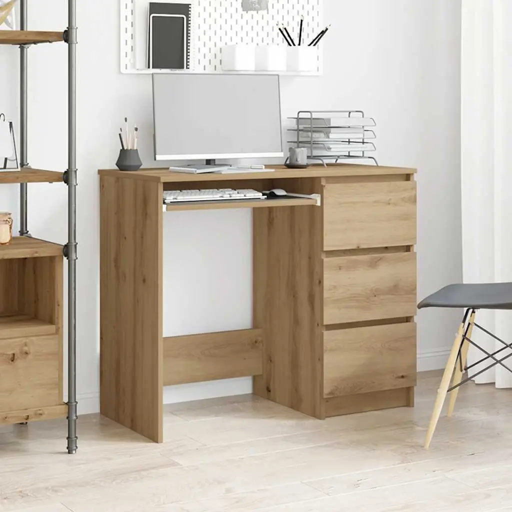 Office Desk for Study 90x45x76cm with 3 Drawers Engineered Wood Brown