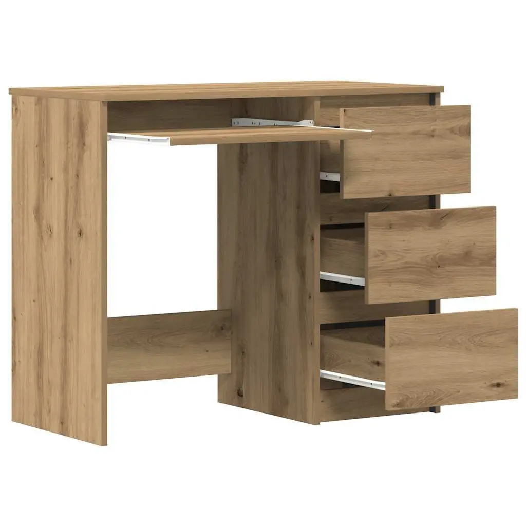Office Desk for Study 90x45x76cm with 3 Drawers Engineered Wood Brown