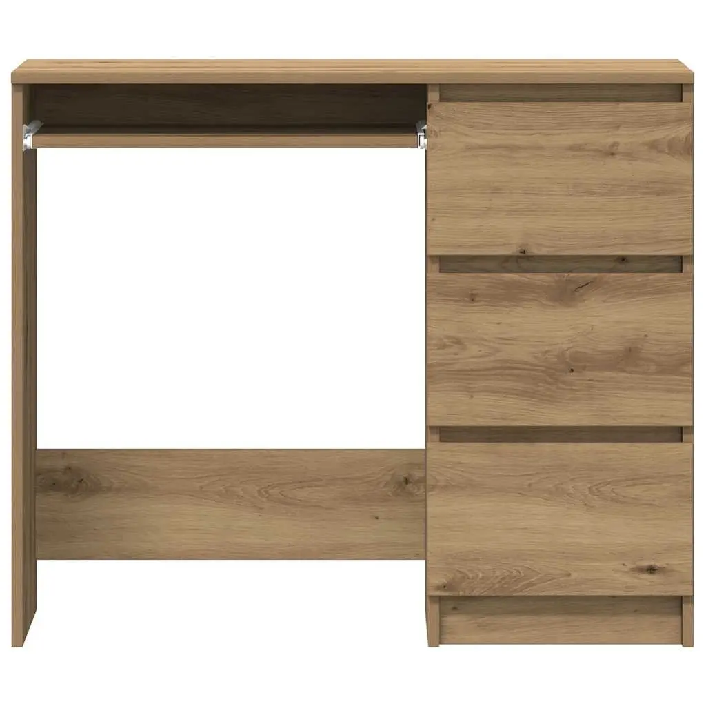 Office Desk for Study 90x45x76cm with 3 Drawers Engineered Wood Brown