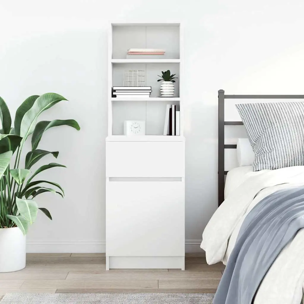 Bedside Cabinet Nightstand Storage Table Engineered Wood Brown Left Right Door