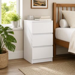 Specifications for Bedside Cabinet with 3 Drawers in White