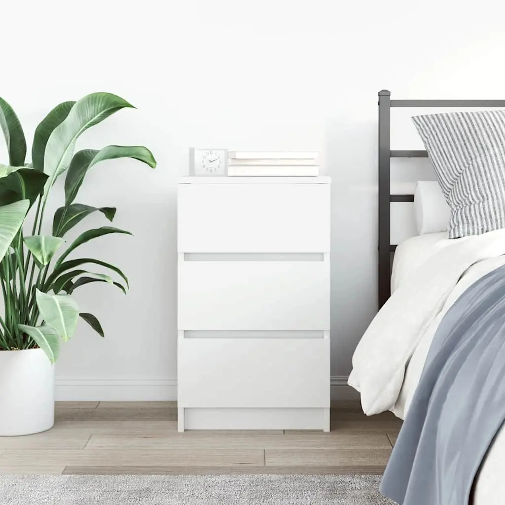 Bedside Cabinet with 3 Drawers in White