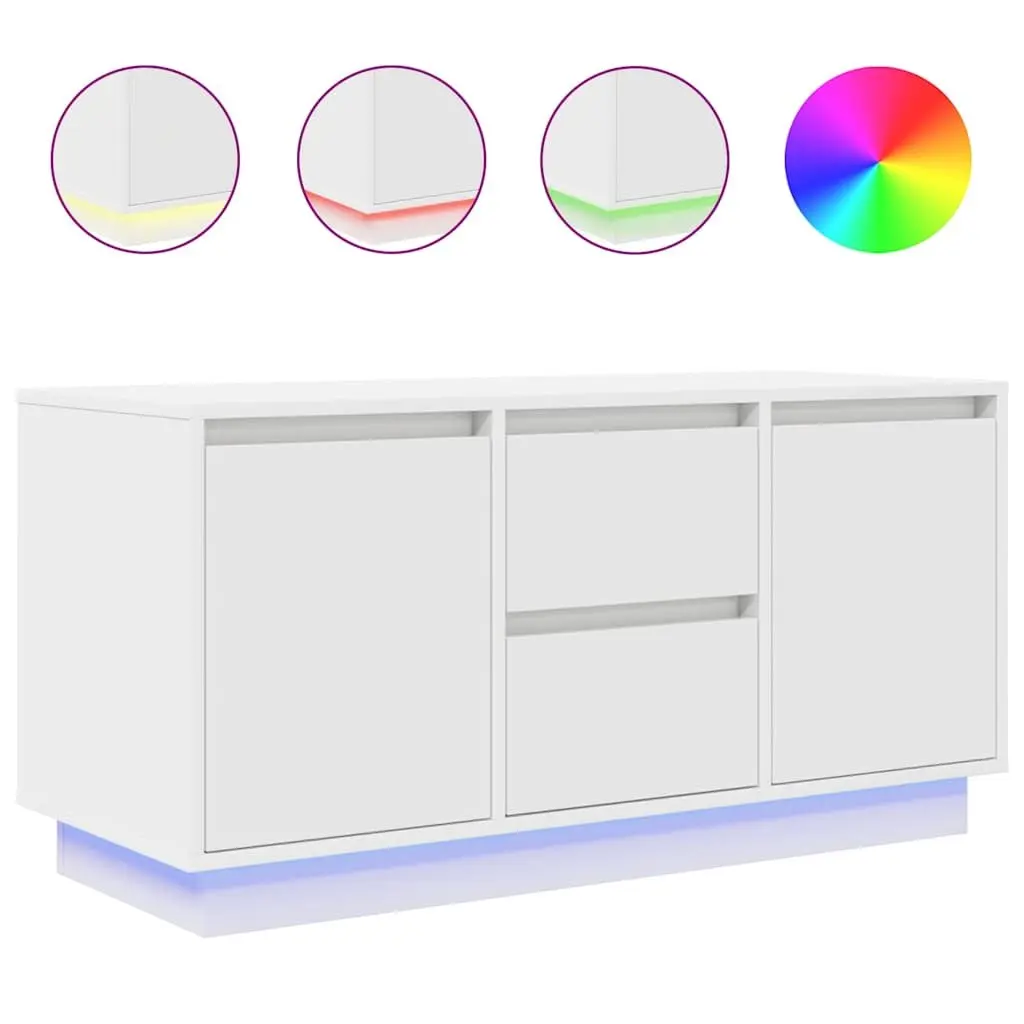 TV Cabinet with RGB LED Lights Storage Unit White Living Room Furniture