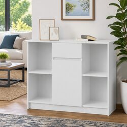 White Engineered Wood Sideboard Cabinet - 101cm W