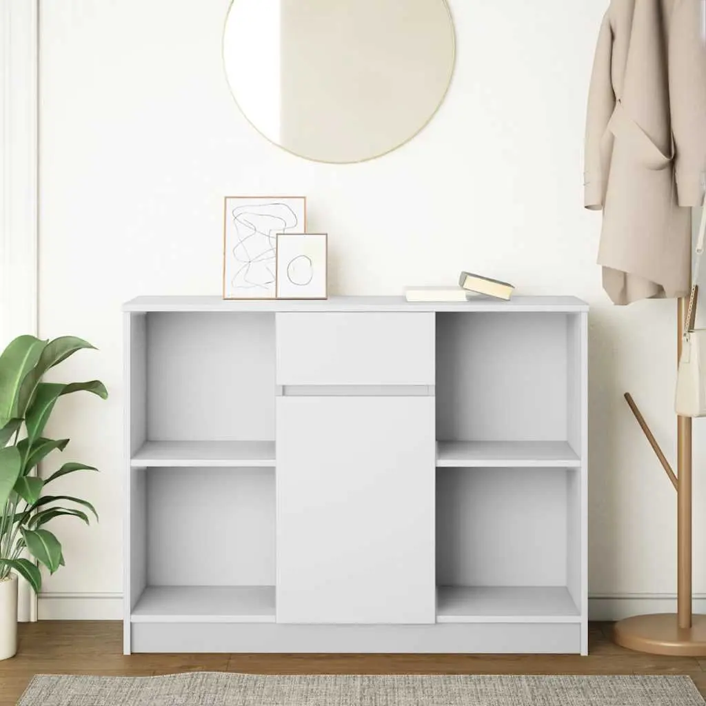 White Sideboard Cabinet with Drawer Storage Buffet Engineered Wood Furniture