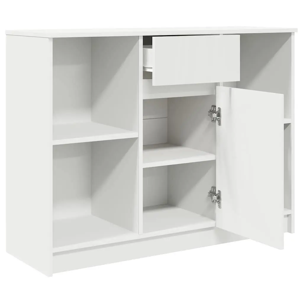 White Sideboard Cabinet with Drawer Storage Buffet Engineered Wood Furniture