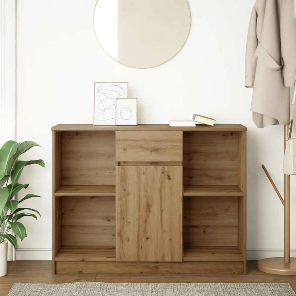 Sideboard Storage Cabinet with Drawer Brown Engineered Wood 101x35x76 cm Buffet