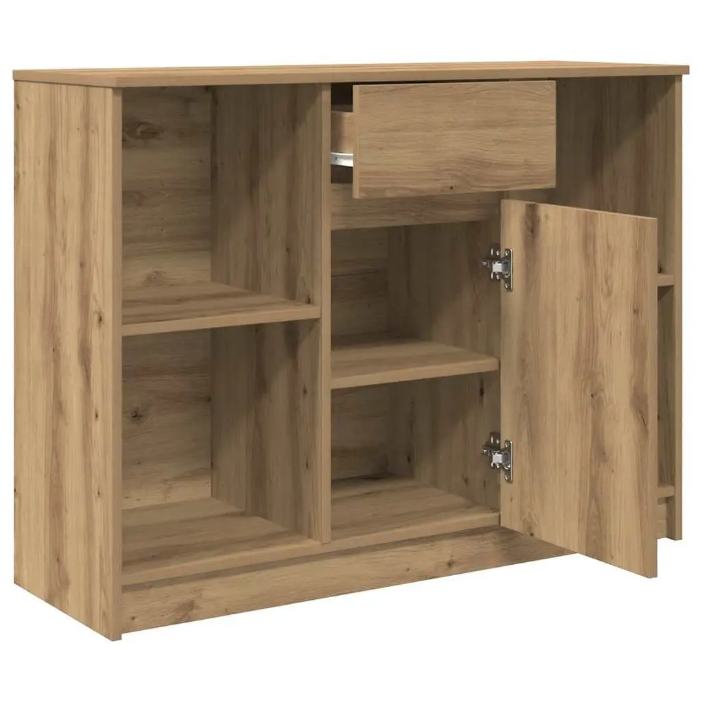 Sideboard Storage Cabinet with Drawer Brown Engineered Wood 101x35x76 cm Buffet