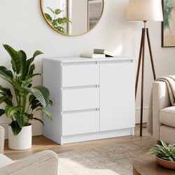 White Engineered Wood Sideboard Storage Cabinet Dimensions and Specs