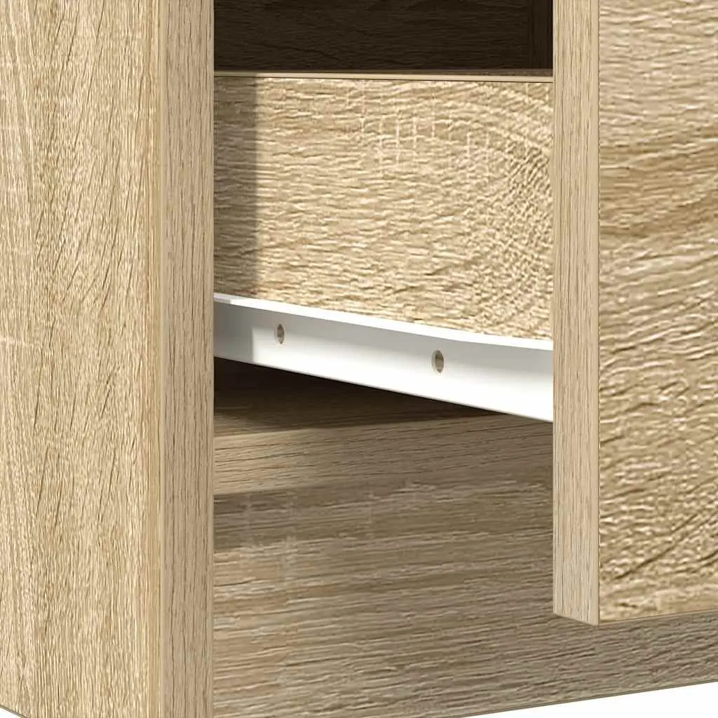 Sideboard Brown Storage Cabinet Engineered Wood Buffet Door Drawers Organisation
