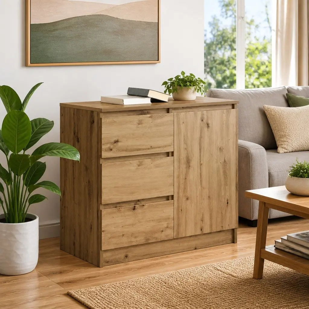 Engineered Wood Sideboard Storage Cabinet, 71W x 35D x 65H cm