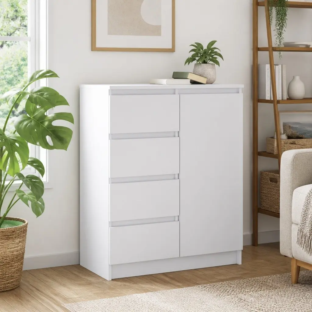 White Sideboard Cabinet for Living Room 71W x 35D x 84H cm