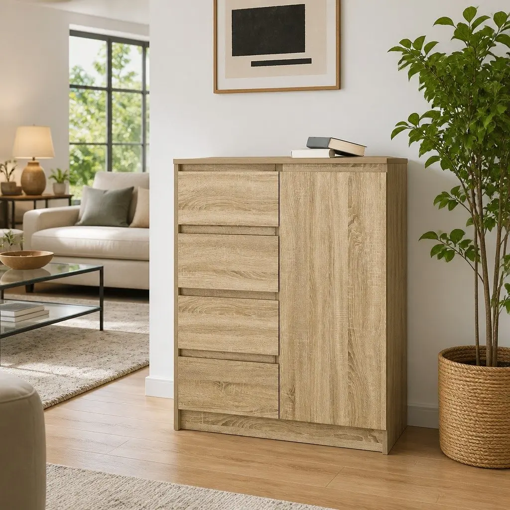 Sideboard Storage Cabinet for Living Room Dining Room Home Office Bedroom 71W x 35D x 84H cm Brown Engineered Wood