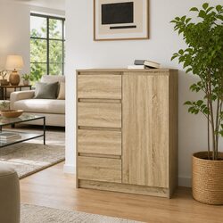 Brown Engineered Wood Sideboard Cabinet - 71W x 35D x 84H cm