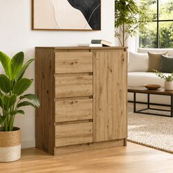 Brown Engineered Wood Sideboard: 71W x 35D x 84H cm