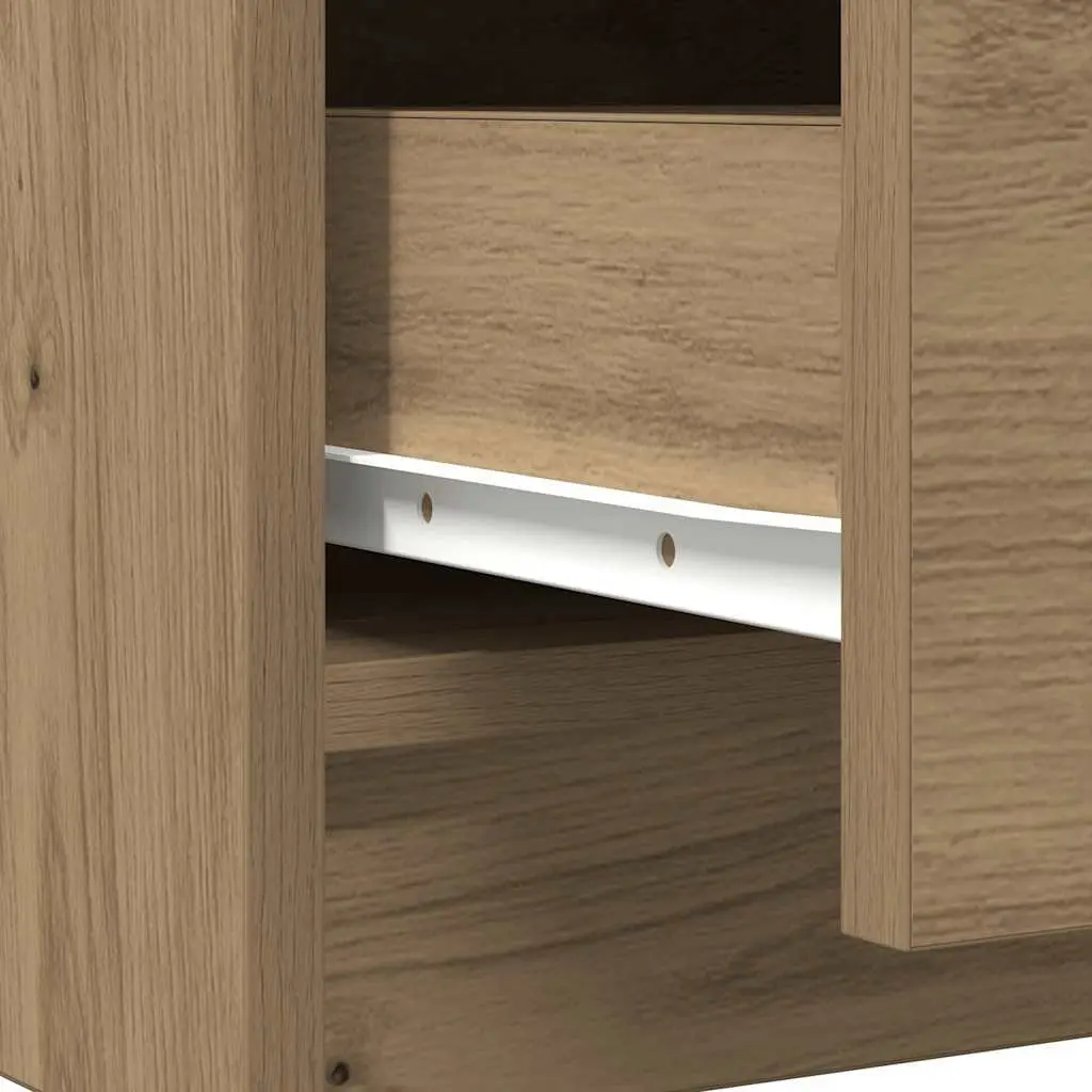 Sideboard with Drawers and Door Brown Storage Cabinet Engineered Wood Furniture