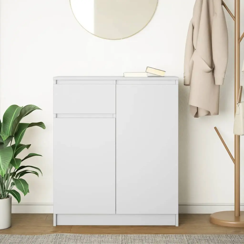 Sideboard Storage Cabinet for Living Room Dining Area Home Office White Engineered Wood 71W x 35D x 84H cm