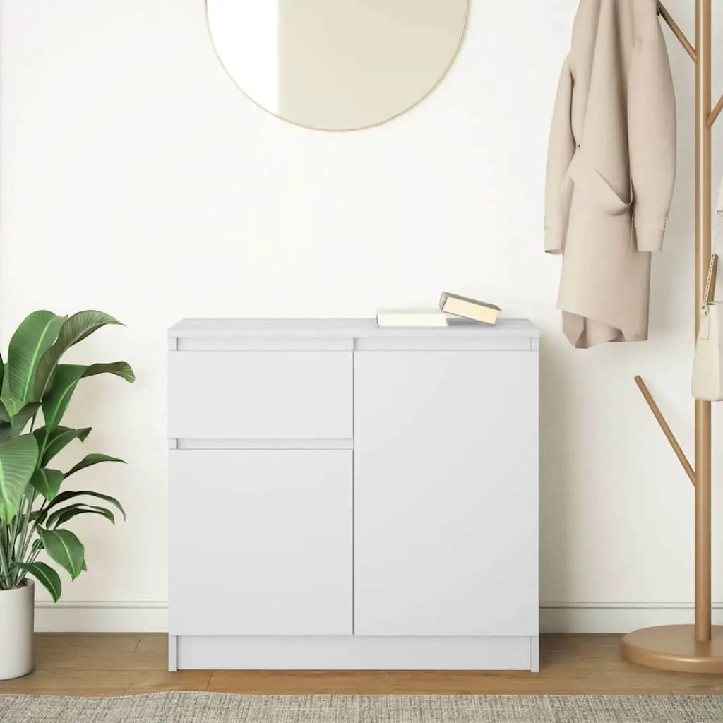 White Sideboard Storage Cabinet for Living Room Dining Area Home Office 71W x 35D x 65H cm Engineered Wood