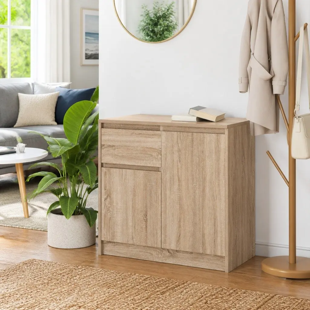 Sideboard Storage Cabinet Living Room Brown Engineered Wood 71 x 35 x 65 cm