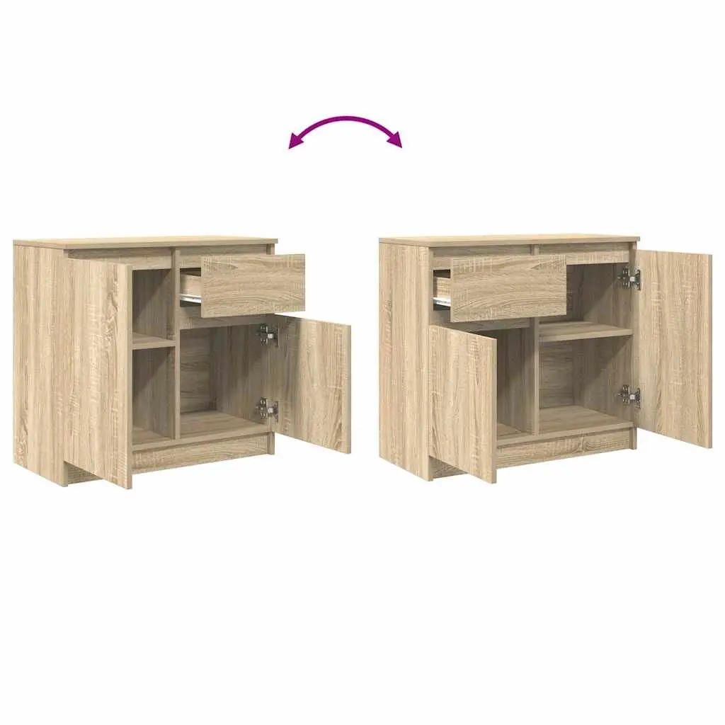 Sideboard Storage Cabinet Living Room Brown Engineered Wood 71 x 35 x 65 cm