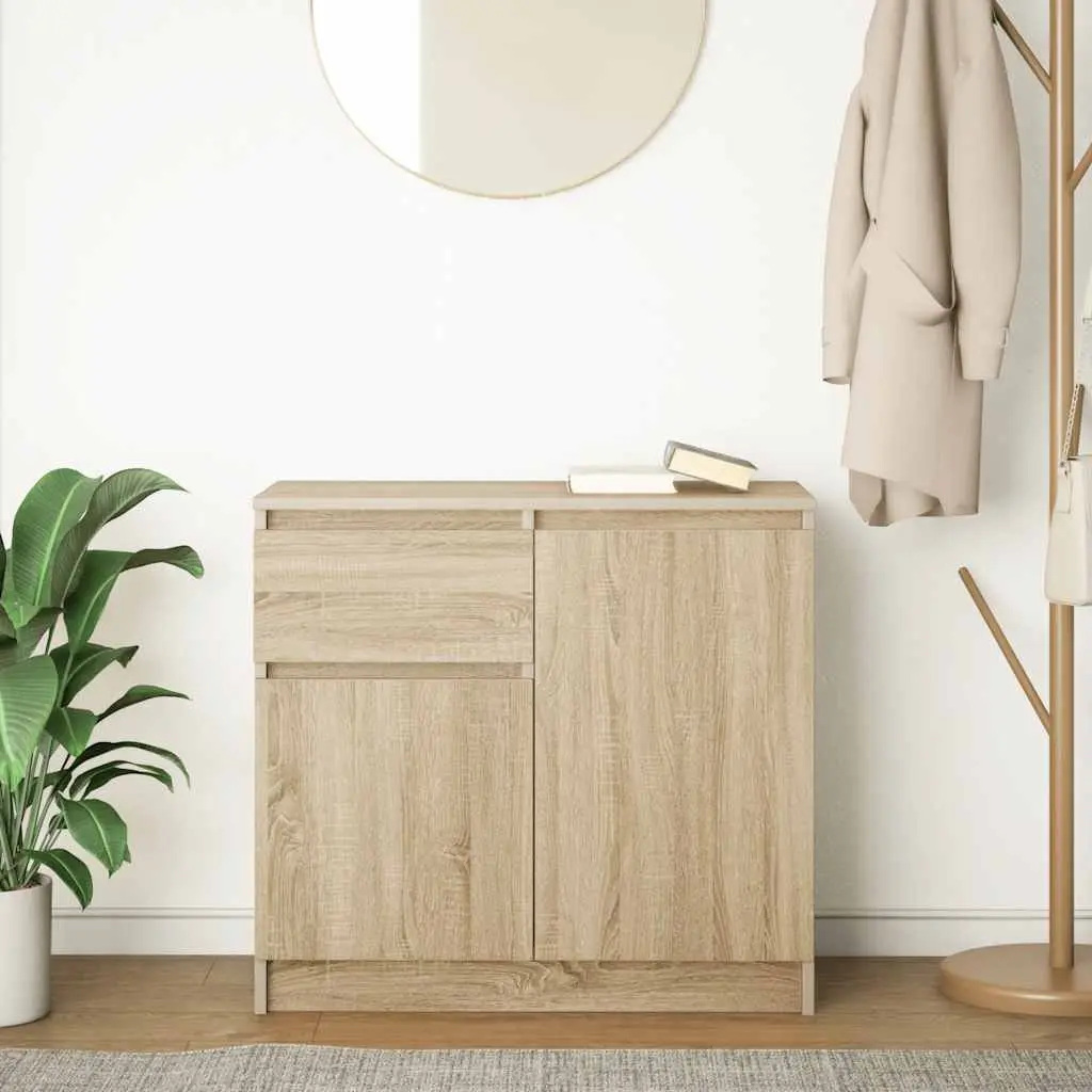 Sideboard Storage Cabinet Living Room Brown Engineered Wood 71 x 35 x 65 cm