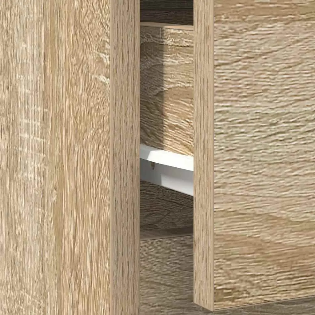 Sideboard Storage Cabinet Living Room Brown Engineered Wood 71 x 35 x 65 cm